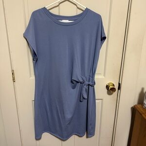 Spense Blue Women's Dress with Side Tie